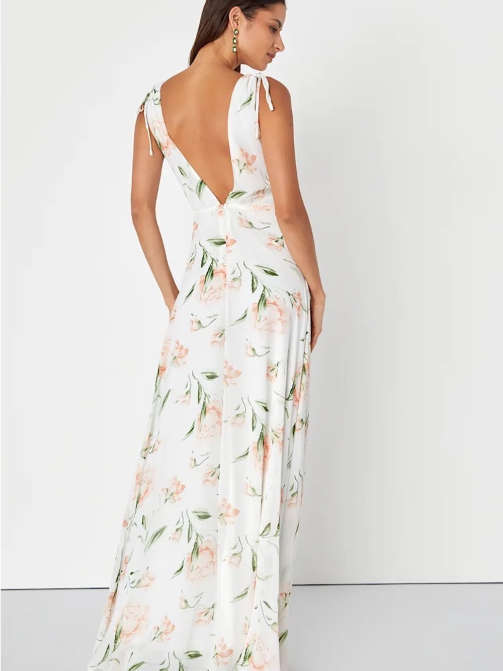 Lulus Romantic Possibilities Flowy White Floral Print Maxi Dress Blush Pink NWT - Picture 4 of 11